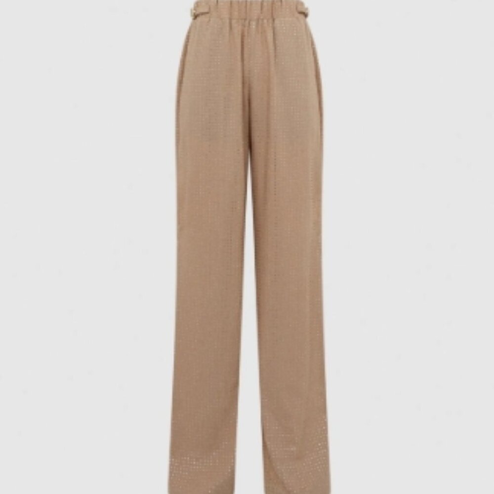 REISS Arielle Wide Leg Embellished Trousers – Nude – Size 4 – NWT - Picture 6 of 9